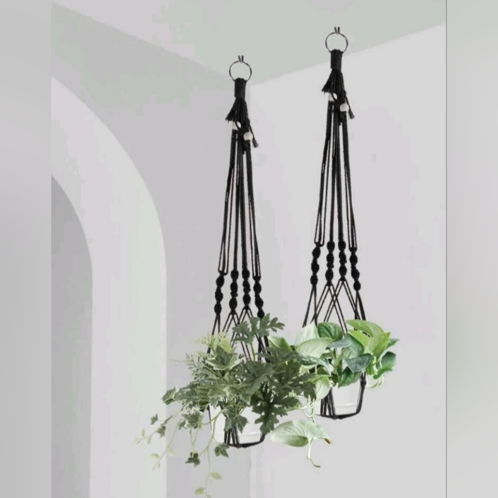 Woven Macrame Plant Hangers (set of 2)